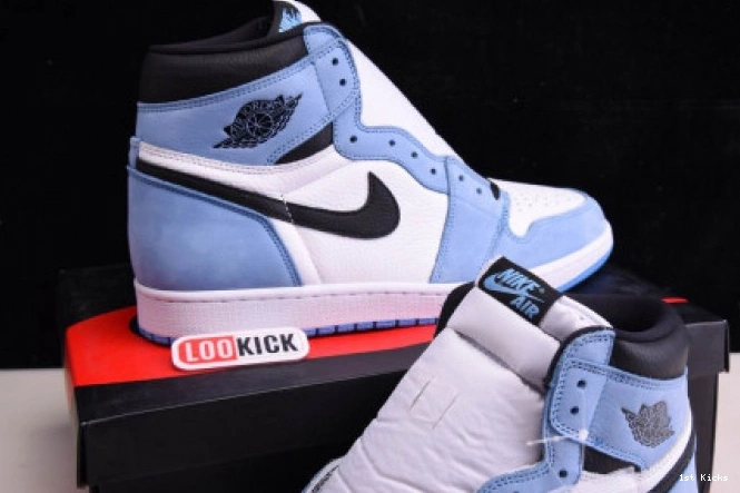 1st Kicks WHITE JORDAN 555088-134 BLACK UNIVERSITY RETRO 1 BLUE AIR HIGH 0719